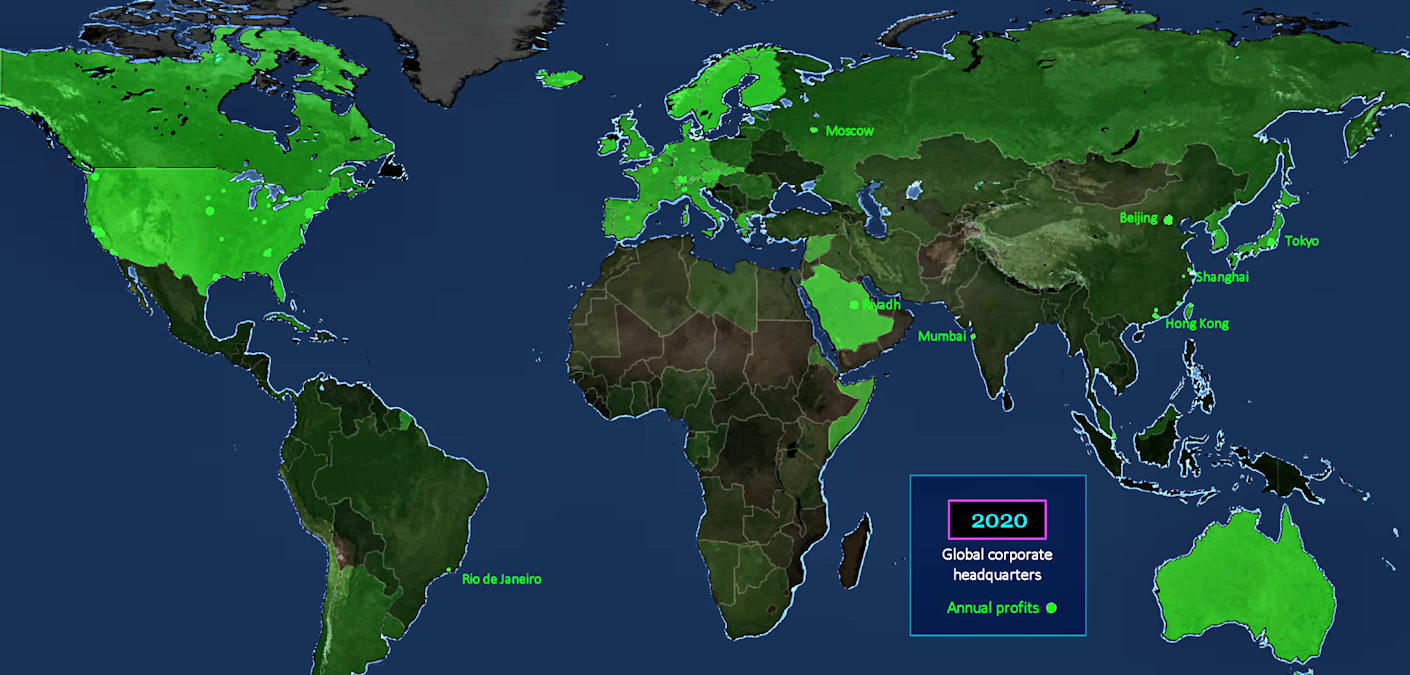 Global 100 profits, 2020 map